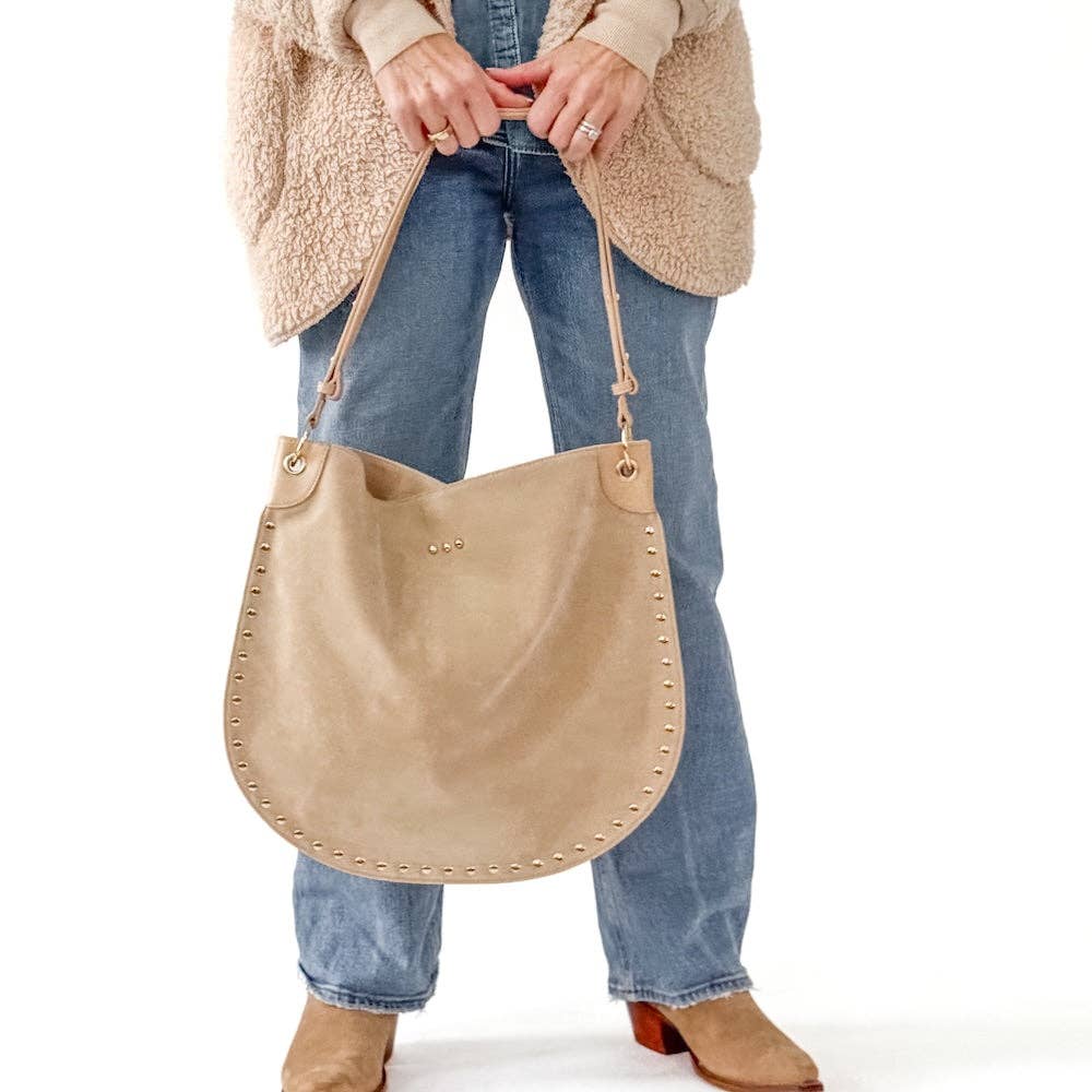 Rosalie Rivet Suede Hobo Bag