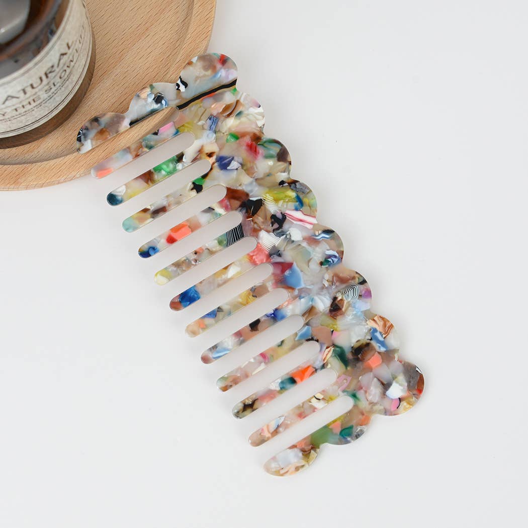 Multicolor Acetate Wide-tooth Thin Hair Comb, Eco-Friendly
