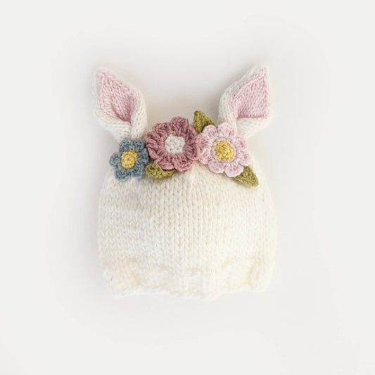 New Babes Flower Bunny Beanie White/Multi Baby & Kids