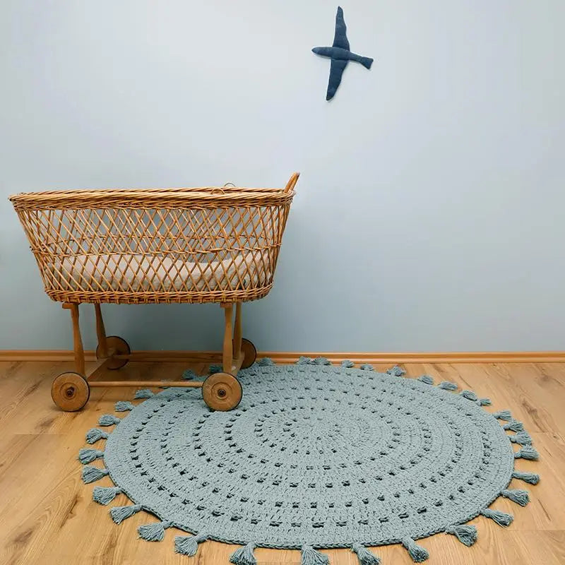 NILA PALE GREEN children's crochet rug