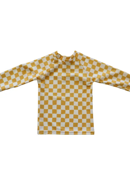 Yani Yellow Checkered Rash Guard or Swim Set