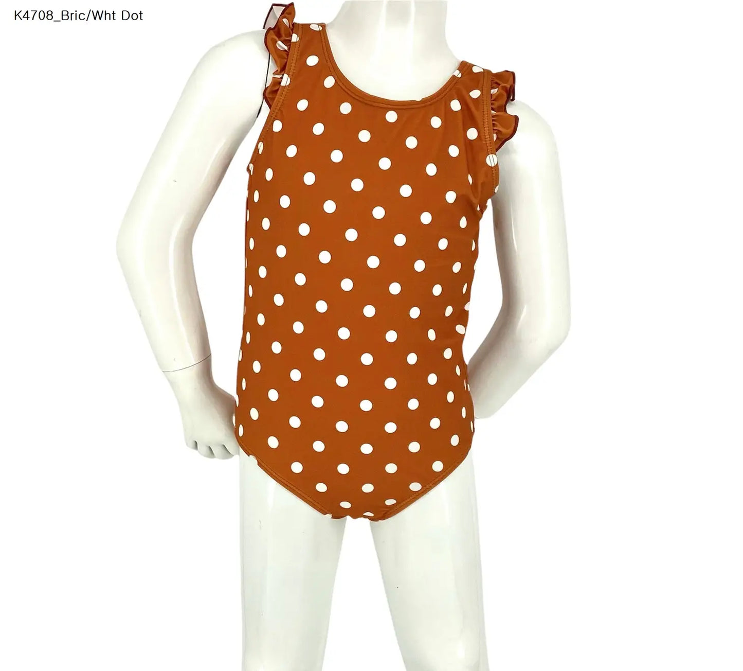 Polka Dot Ruffle Shoulder UPF 50 Swimsuit